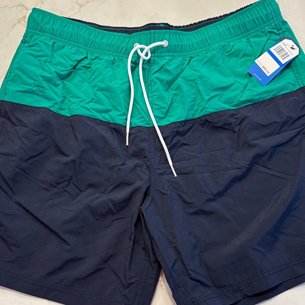 Nautica Two-Tone Swim Shorts in Green and Navy BNWT